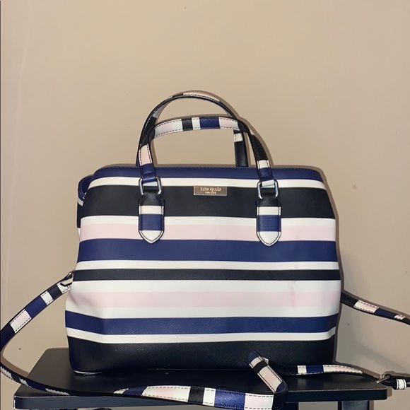 kate spade Handbags - Kate Spade Black and Blue Striped Women's Bag GUC